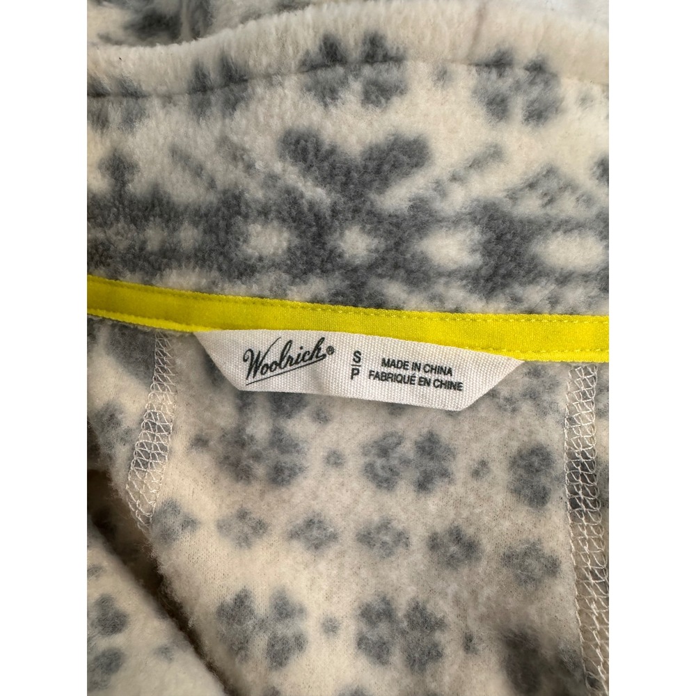 Woolrich Womens Fleece Vest Snowflake Print Full Zip Pockets Cream Gray Size S - Picture 3 of 8